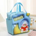 Insulated blue cartoon lunch bag featuring a 3D puffy space duck design with side pockets - Space Duck (Double Side Pockets) / Blue