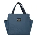 Bolsa de almuerzo aislada azul textura denim gran capacidad con asas de transporte - Estilo Doble Bolsillo Etiqueta B / Azul marino