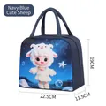 Sac à déjeuner isotherme avec mouton de dessin animé, bleu marine, 22,5 x 11,5 x 19 cm - Mouton mignon bleu marine (Style tendance)