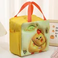 Yellow cartoon chicken insulated lunch bag with 3D expanded design for picnic and school - Cute Chick (Double Side Pockets) / Yellow