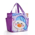 Bolsa de almuerzo aislada morada con lindo estampado de pato en 3D para la oficina. - Estilo Pato Cool Dibujos Animados / Púrpura