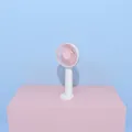Portable handheld USB fan in pink and white design with desktop stand for office - Pink
