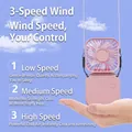 Ventilateur de cou rose portable avec trois vitesses de vent réglables et charge USB - Modèle Petit Huit / Rose