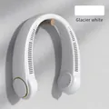 Portable glacier white bladeless neck fan with USB charging and quiet brushless motor - F15 Soft Silicone Model / 2000mAh / White