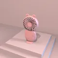 Macro detail view showing the cute bear ears and pink matte finish of this portable mini fan - Cat Style (Pink)