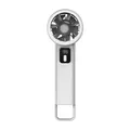 Portable white turbo handheld fan with digital power display and carabiner hook - 5 Speed Digital Display / Snowy White