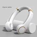 Portable bladeless neck fan in glacier white finish featuring silent USB rechargeable design - Split Style / Glacier White