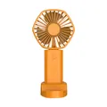Portable orange handheld mini fan with USB charging and a detachable desktop base. - Y09 Style / Rechargeable Model / Hermes Orange