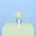 Portable mini handheld fan with USB charging and desktop stand in white and green - Yellow