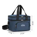 Blue cationic insulated lunch bag with shoulder strap, 27x20x19cm, for picnic camping - Small Navy Blue