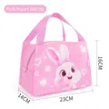 Sac à déjeuner isotherme rose avec motif de lapin mignon et cœurs de dessin animé - Lapin cœur rose (Style A)
