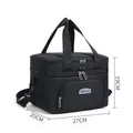 Bolsa de almuerzo aislada negra grande para acampar con dimensiones de 27x20x19cm - S / Negro