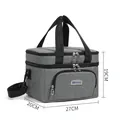 Double layer grey cationic insulated lunch bag for outdoor camping and picnic 27x20x19cm - Small Gray