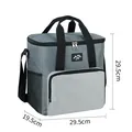 Large grey insulated picnic cooler bag with shoulder strap and 29.5cm dimension marks - Gray