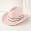 Eleganter rosa Wildleder-Cowboyhut mit funkelnden Strassbändern für Partys und Feiern. - M (56-58cm) / Rosa