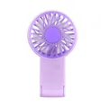 Portable purple handheld USB rechargeable fan with foldable stand for home and travel - Purple