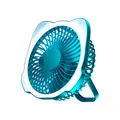 Professional blue 6-inch portable USB desk fan featuring a built-in LED ring light for vlogging - With Fill Light / Blue