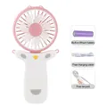Cute pink and white cartoon portable handheld fan with built-in lithium battery - Cartoon Neck Model / Pink