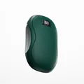 Portable green electric hand warmer with digital temperature display and USB charging. - Single Piece / Green