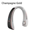 Portable bladeless sports neck fan with USB charging in elegant champagne gold color - AI Voice Style / Rose Gold