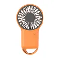 Compact orange handheld mini fan with USB charging and integrated carabiner hook for outdoor use - Foldable Buckle Style (Y17) / Orange And Black