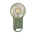 Portable USB handheld mini fan in army green with integrated carabiner clip - Foldable Buckle Style (Y17) / Olive Green and Yellow