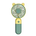 Portable handheld USB rechargeable cartoon fan in vibrant dual-color yellow and green - Olive Green