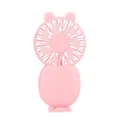 Portable mini handheld USB fan with cute cartoon bear ears design in soft pink finish - Pink
