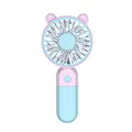 Portable cartoon handheld USB fan in pink and blue two-tone design for outdoor use - Sky Blue