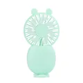 Portable cartoon mini USB fan in mint green color for office desk and handheld use. - Mint Green