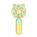 Portable USB rechargeable handheld mini fan with cute bear ears in green and yellow dual-tone - Gold Yellow
