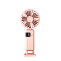 Pink portable handheld USB rechargeable fan with digital gear display and matte finish - Digital Display Folding Style (Y07-Hook) / 215x38x93mm / Pink