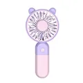 Portable handheld mini USB fan in pink and purple with cute cartoon bear ears design - Sakura Pink