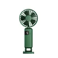 Elegant portable handheld fan with digital display in dark green metallic finish - Digital Display Folding Style (Y07-Hook) / 215x38x93mm / Green