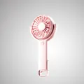 Pink portable handheld fan with foldable rotatable head and carabiner hook for outdoor use - 7-Blade Model / Pink