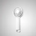 White handheld USB fan with rotating head and integrated carabiner clip - 7-Blade Model / White