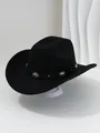 Detail view of a black Western cowboy hat with silver flower studs on a leather band. - M (56-58cm) / Black