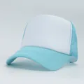 Detail view of light blue and white trucker hat with breathable mesh back panels - M (56-58cm) / Sky Blue White