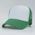 Detailed view of breathable green mesh and white front panel on a stylish trucker cap - M (56-58cm) / White Green