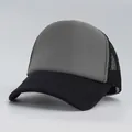Close-up of a two-tone grey and black mesh trucker baseball cap with curved brim - M (56-58cm) / Black Green