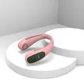 Pink bladeless neck fan featuring anion air purification and USB rechargeable battery - Anion Air Purification Style (fs08) / Sakura Pink Anion Version