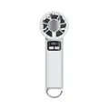 White handheld portable fan with digital display and integrated climbing buckle - Y32B 199-Speed Ice Cooling Digital Model / Jade White