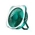 Teal 6-inch desktop USB fan with ring light and cat ear design for home office use. - With Fill Light / Green