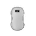 Portable silver rechargeable electric hand warmer with digital temperature display - Magnetic 2-in-1 Set / White