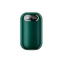 Portable 10000mAh digital hand warmer in dark green finish with LED temperature display. - Dual Display Version (High Capacity) / Dark Green