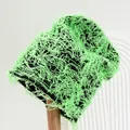 Distressed neon green camouflage knit beanie with fuzzy frayed texture - M (56-58cm) / Green