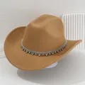Cappello da cowboy western cammello con nastro di frange di strass - M（56-58cm） / Kaki