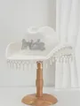Détail du chapeau de cowboy blanc avec strass Bride et franges de perles élégantes - M (56-58cm) / Blanc avec Strass Colorés Bride Italique