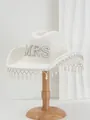 Close-up detail of white wool bridal cowboy hat with MRS rhinestones and pearl tassels - M (56-58cm) / White with Pearl MRS Uppercase