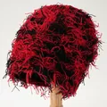 Moderne rot-schwarze zottelige Strickmütze für Damen und Herren im Punk-Hip-Hop-Stil - M (56-58cm) / Rot und Schwarz Gemischt (WH) / Rot